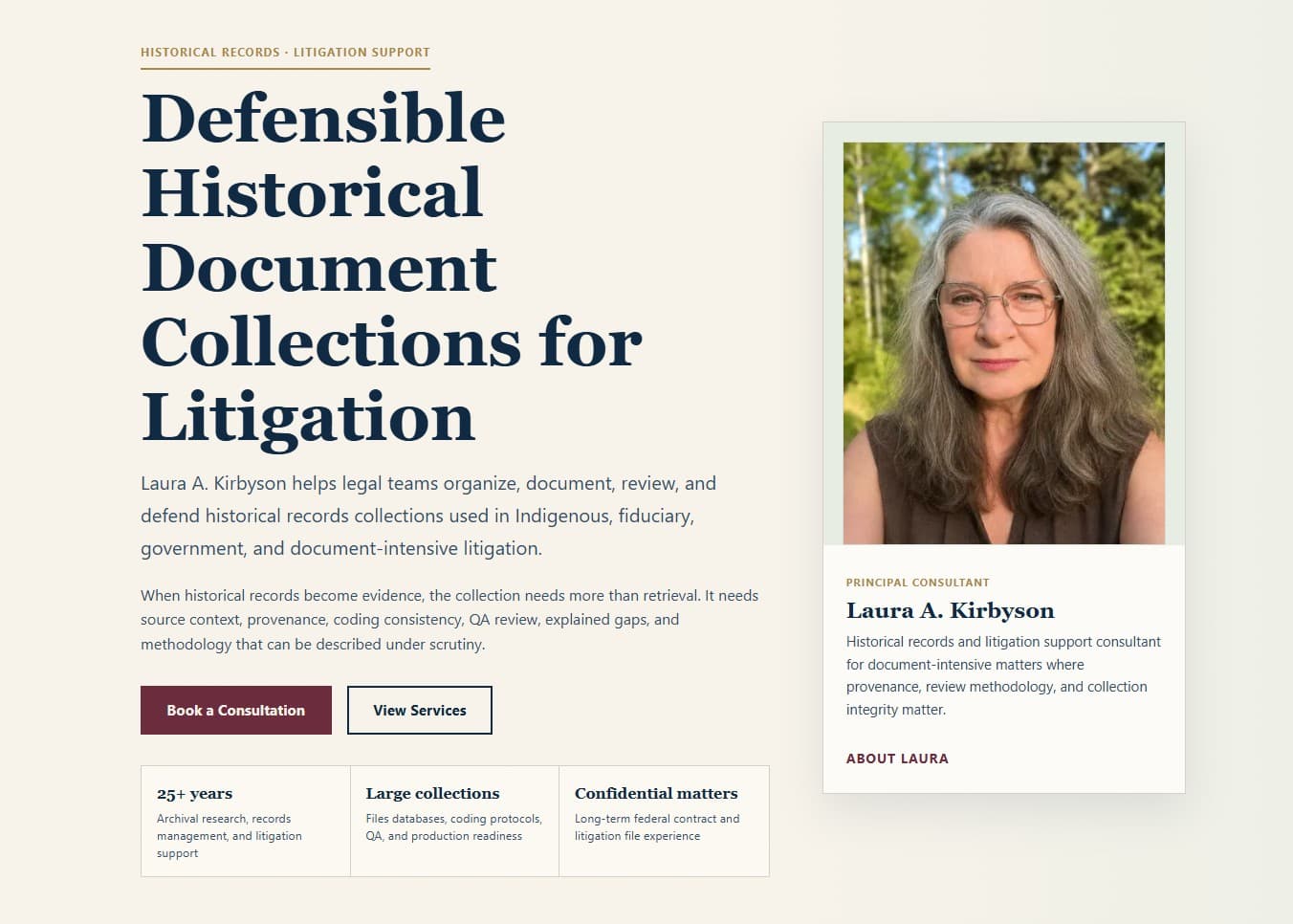 Laura Kirbyson finished homepage screenshot